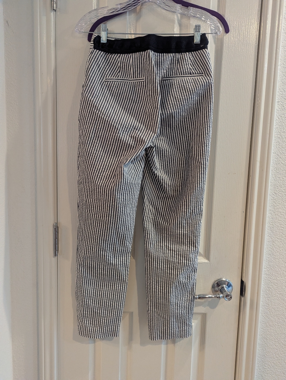 Zara Seersucker Straight Leg Pants - Picture 4 of 9